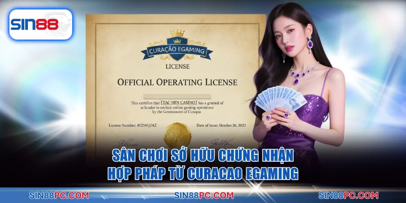 Sân chơi sở hữu chứng nhận hợp pháp từ Curaçao eGaming